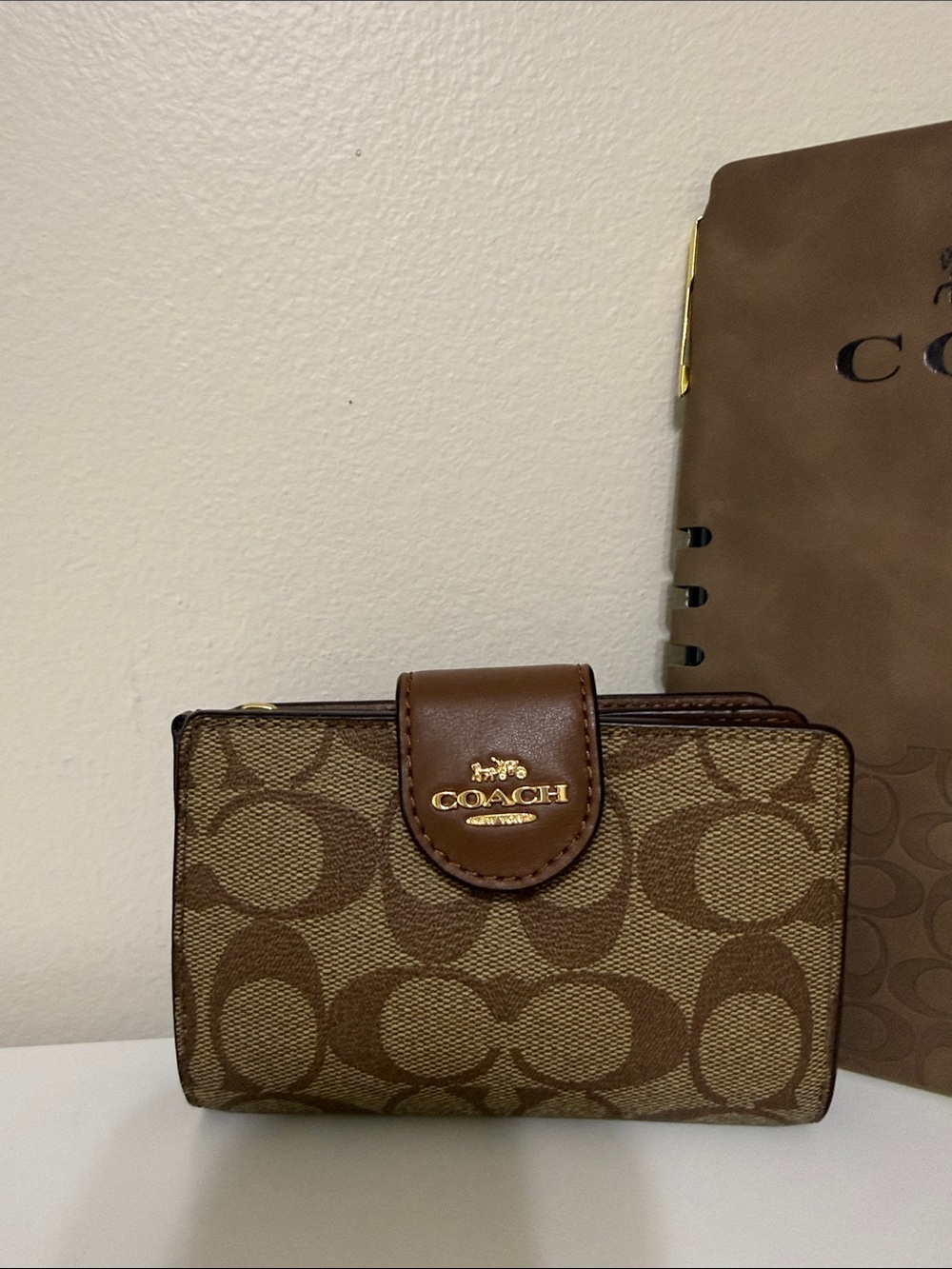 Coach Brown Signature Wallet with Gold Hardware